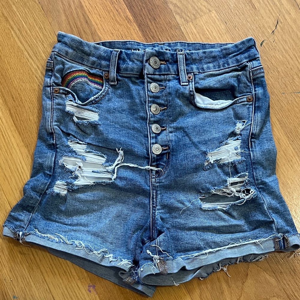 American Eagle Outfitters Distressed Blue Jean Shorts